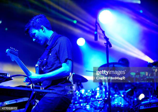 Musicians Hunter Brown and Zach Velmer of STS9 perform onstage at That Tent during Day 2 of the 2015 Bonnaroo Music And Arts Festival on June 12,...