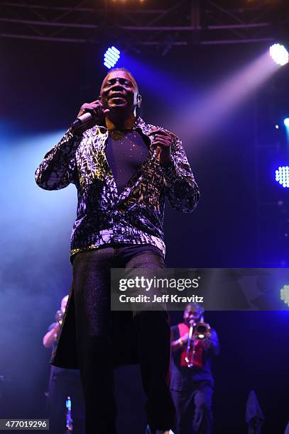 Singer Philip Bailey of Earth, Wind & Fire performs onstage at Which Stage during Day 2 of the 2015 Bonnaroo Music And Arts Festival on June 12, 2015...