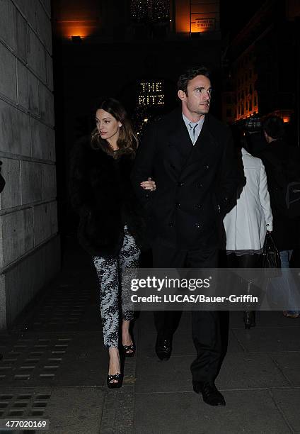 Kelly Brook is seen with her boyfriend Thom Evans on November 23, 2012 in London, United Kingdom.