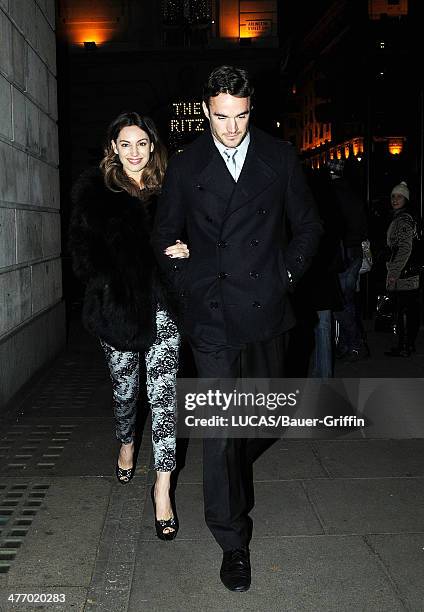 Kelly Brook is seen with her boyfriend Thom Evans on November 23, 2012 in London, United Kingdom.