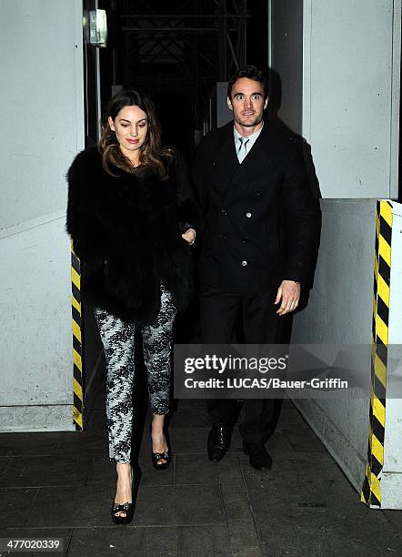 Kelly Brook is seen with her boyfriend Thom Evans on November 23, 2012 in London, United Kingdom.