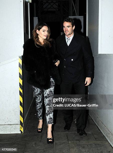 Kelly Brook is seen with her boyfriend Thom Evans on November 23, 2012 in London, United Kingdom.