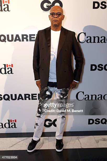 Samuel L Jackson attends Dsquared2's 20th anniversary celebration at Canada House, co-hosted by GQ at Canadian Embassy on June 13, 2015 in London,...