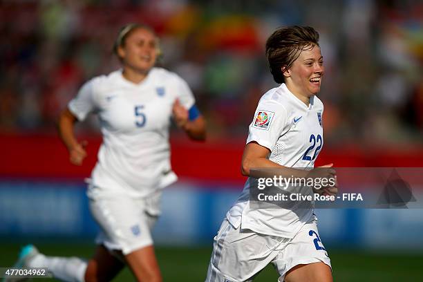 Fran Kirby of England celebraes her goal during the FIFA Women's World Cup 2015 Group F match between England and Mexico at Moncton Stadium on June...