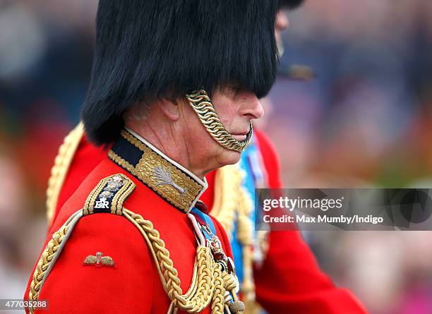 Prince Charles, Prince of Wales rides on horseback as he attends Trooping the Colour on June 13, 2015 in London, England. The ceremony is Queen...