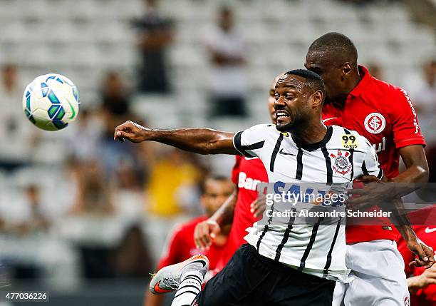 Wagner Love of Corinthians in action during the match between Corinthians and Internacional for the Brazilian Series A 2015 at Arena Corinthians...