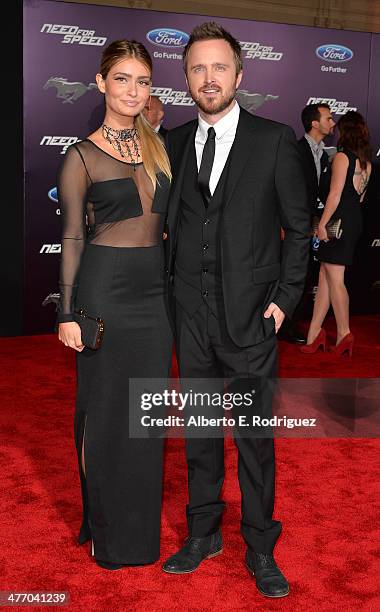 Actor Aaron Paul and his wife Lauren Parsekian arrive for the premiere of DreamWorks Pictures' "Need For Speed" at TCL Chinese Theatre on March 6,...