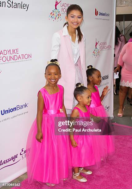 Actress Zendaya attends the LadyLike Foundation's 7th Annual Women Of Excellence Scholarship luncheon at Luxe Hotel on June 13, 2015 in Los Angeles,...