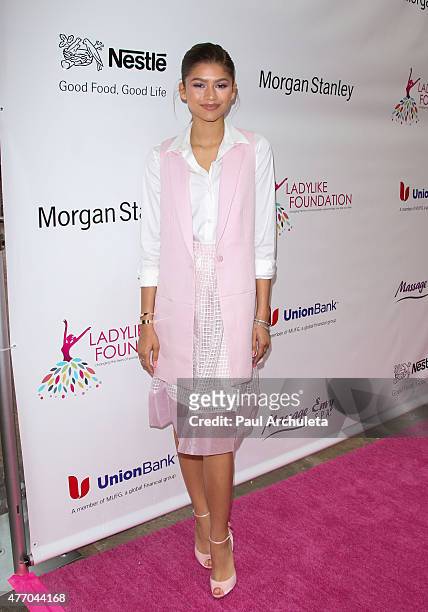 Actress Zendaya attends the LadyLike Foundation's 7th Annual Women Of Excellence Scholarship luncheon at Luxe Hotel on June 13, 2015 in Los Angeles,...