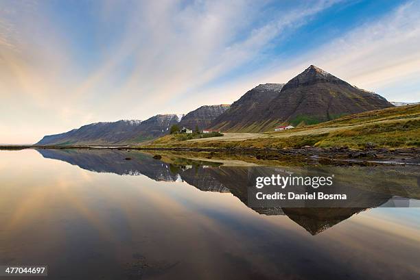 floating mountains - onundarfjordur stock pictures, royalty-free photos & images