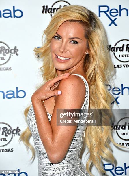 Crystal Hefner arrives at Rehab at the Hard Rock Hotel & Casino on June 13, 2015 in Las Vegas, Nevada.