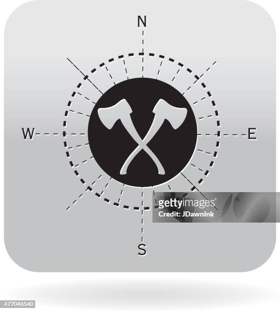 axe compasss design icon - axe throwing stock illustrations