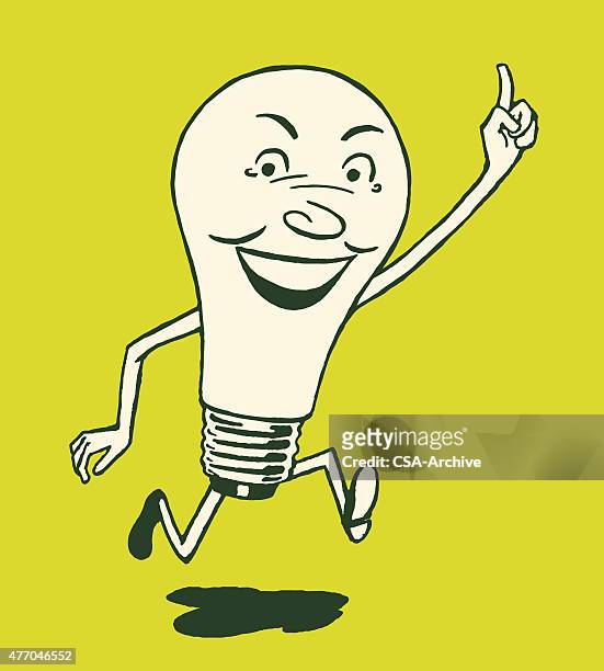 smiling running lightbulb - electrician stock illustrations