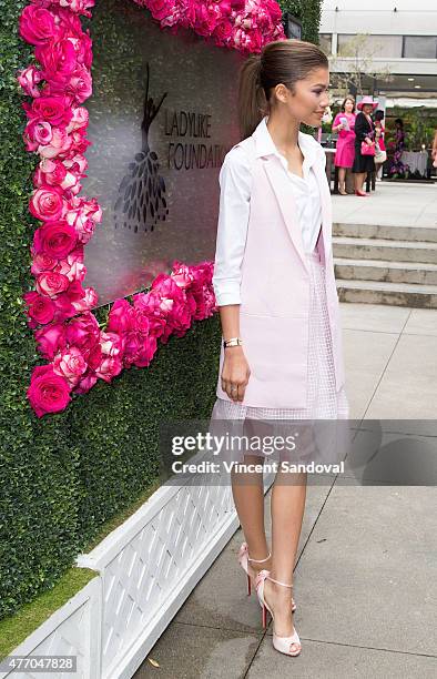 Actress Zendaya attends the LadyLike Foundation 7th Annual Women of Excellence scholarship luncheon at Luxe Hotel on June 13, 2015 in Los Angeles,...