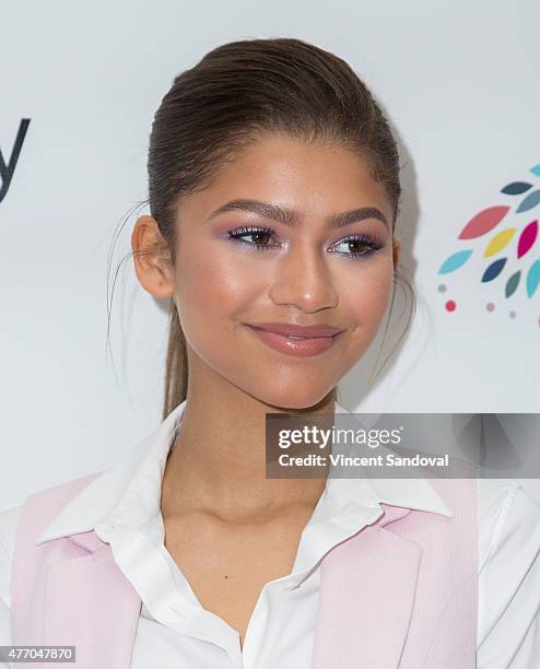 Actress Zendaya attends the LadyLike Foundation 7th Annual Women of Excellence scholarship luncheon at Luxe Hotel on June 13, 2015 in Los Angeles,...