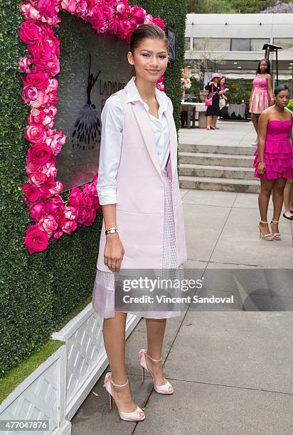 Actress Zendaya attends the LadyLike Foundation 7th Annual Women of Excellence scholarship luncheon at Luxe Hotel on June 13, 2015 in Los Angeles,...