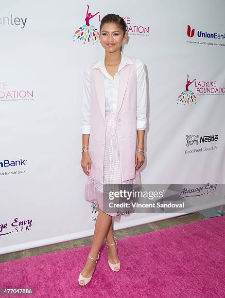 Actress Zendaya attends the LadyLike Foundation 7th Annual Women of Excellence scholarship luncheon at Luxe Hotel on June 13, 2015 in Los Angeles,...