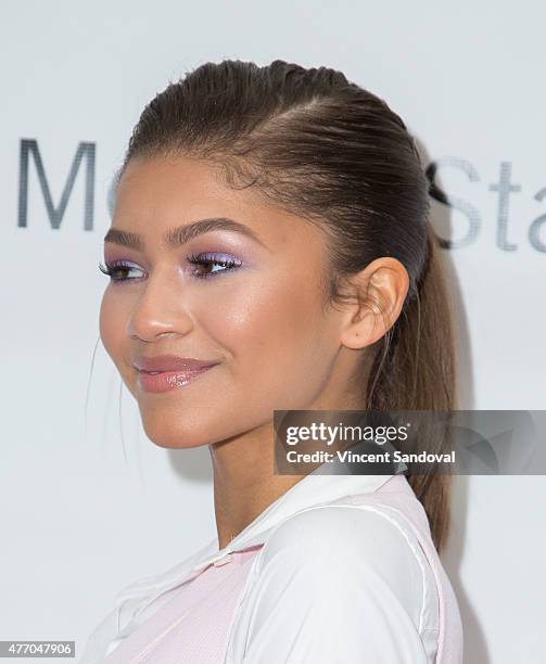 Actress Zendaya attends the LadyLike Foundation 7th Annual Women of Excellence scholarship luncheon at Luxe Hotel on June 13, 2015 in Los Angeles,...