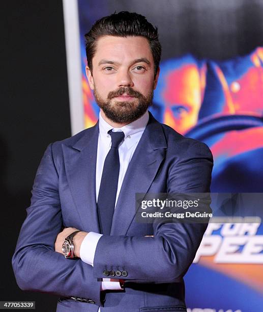 Actor Dominic Cooper arrives at the Los Angeles premiere of "Need For Speed" at TCL Chinese Theatre on March 6, 2014 in Hollywood, California.