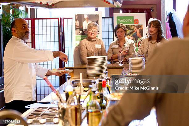 Chef Michael Feker Bria talks to the chefs, champs and guests before the start of the Milwaukee Recipe Refresh Challenge at Il Mito Restaurant on...