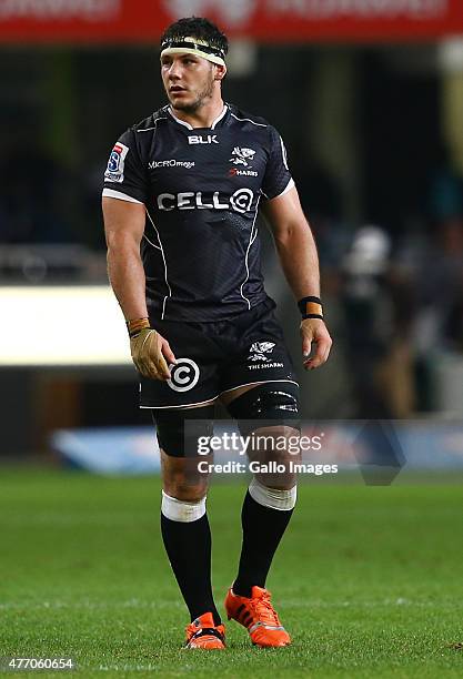 Marcell Coetzee of the Cell C Sharks during the Super Rugby match between Cell C Sharks and DHL Stormers at Growthpoint Kings Park on June 13, 2015...