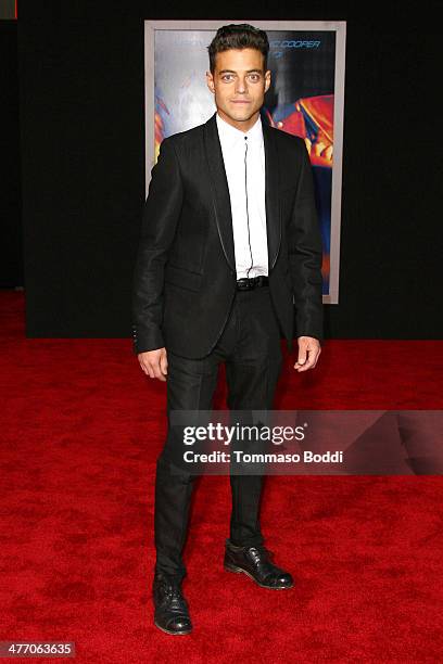 Actor Rami Malek attends the "Need For Speed" Los Angeles premiere held at the TCL Chinese Theatre on March 6, 2014 in Hollywood, California.