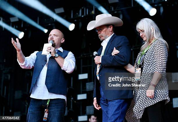 Wayne Kyle and Deby Kyle , parents of United States Navy SEAL sniper Chris Kyle, speak onstage during the 2015 CMA Festival on June 13, 2015 in...