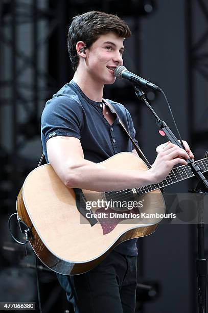Shawn Mendes opens for Taylor Swift during The 1989 World Tour on June 13, 2015 at Lincoln Financial Field in Philadelphia, Pennsylvania.