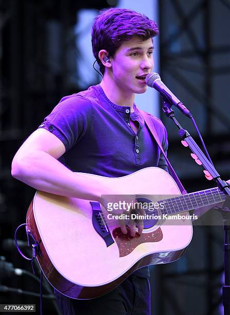 Shawn Mendes opens for Taylor Swift during The 1989 World Tour on June 13, 2015 at Lincoln Financial Field in Philadelphia, Pennsylvania.