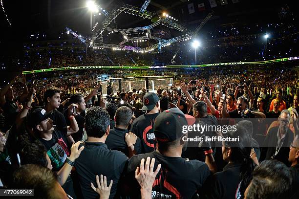 Fabricio Werdum of Brazil prepares to enter the Octagon before facing Cain Velasquez of the United States in their UFC heavyweight championship bout...