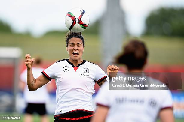 Dzsenifer Marozsan of Germany practices during a training session at Waverley Soccer Complex on June 13, 2015 in Winnipeg, Canada.