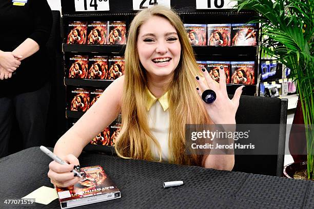 Actress Willow Shields attends Lionsgate's 'The Hunger Games: Catching Fire' Blu-ray Combo Pack and DVD home entertainment release celebration at...