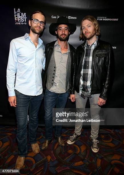 Composer Nate Barnes, singer-songwriter Ryan Bingham and composer Daniel Sproul attend the "A Country Called Home" screening during the 2015 Los...