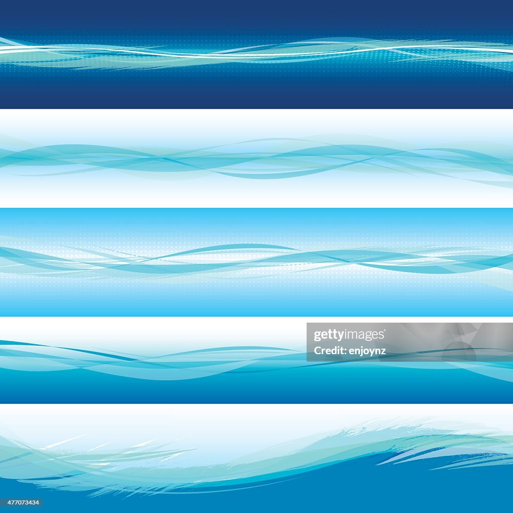 Blue horizontal wave backgrounds