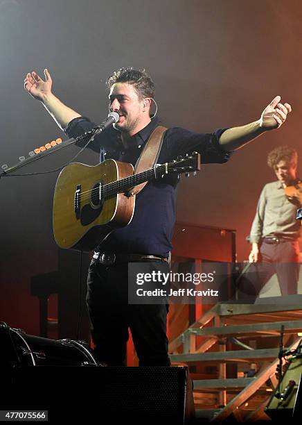 Musician Marcus Mumford of Mumford & Sons performs onstage at What Stage during Day 3 of the 2015 Bonnaroo Music And Arts Festival on June 13, 2015...