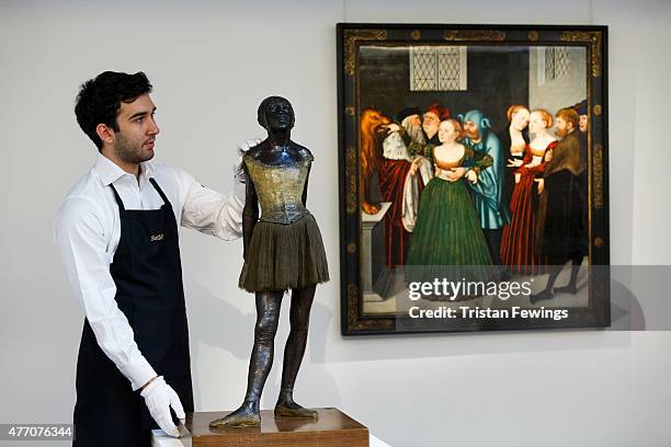 Edgar Degas' Petite Danseuse de Quatorze Ans is pictured alongside Lucas Cranach The Elder's The Bocca Della Verita in prepartion for the Masterworks...