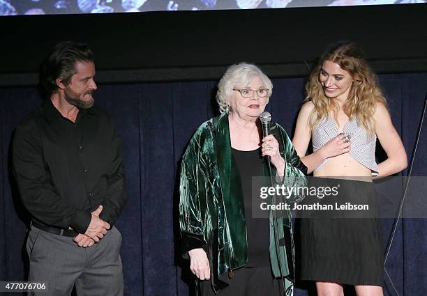 Actors Shea Whigham, June Squibb and Imogen Poots speak onstage at the "A Country Called Home" screening during the 2015 Los Angeles Film Festival at...