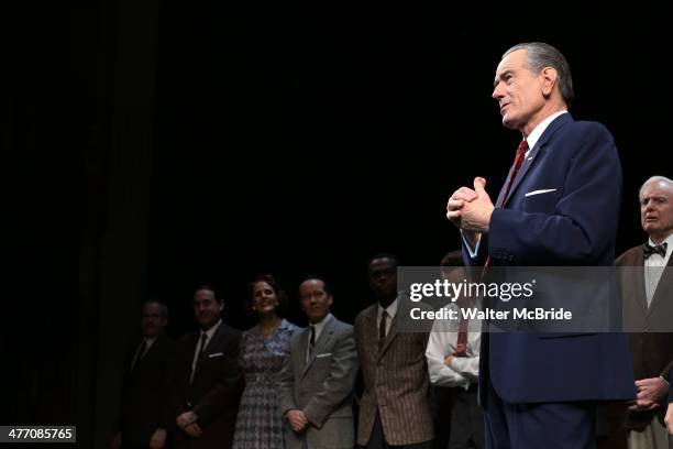 Bryan Cranston and cast during the Broadway opening night performance curtain call for 'All The Way' at The Neil Simon Theatre on March 6, 2014 in...