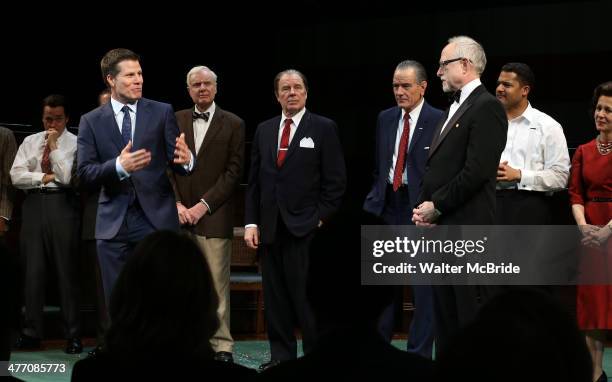 Director Bill Rauch, Robert Petkoff, John McMartin, Michael McKean, Bryan Cranston Playwright Robert Schenkkan and cast during the Broadway opening...