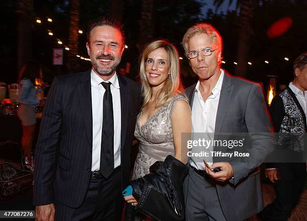 David Arquette, Martha Champlin and Greg German attend the Vintage Hollywood Fundraiser for Ocean Park Community Center on June 13, 2015 in Los...