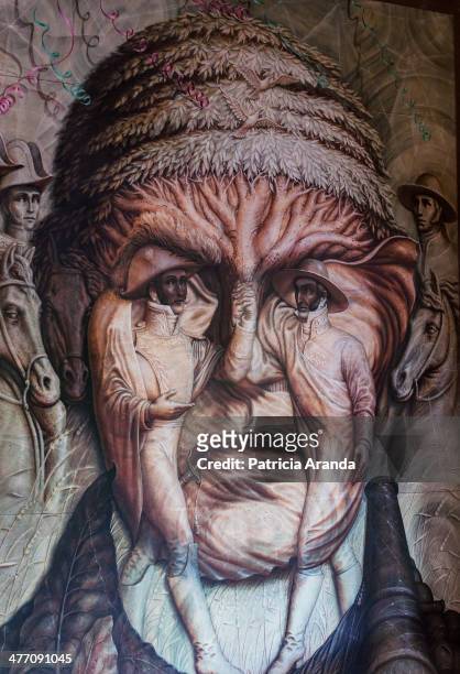 Wall painting of Morelos, one of the greatest heroes of the independence of Mexico. It is a mural painted by Octavio Ocampo, a mexican painter,...