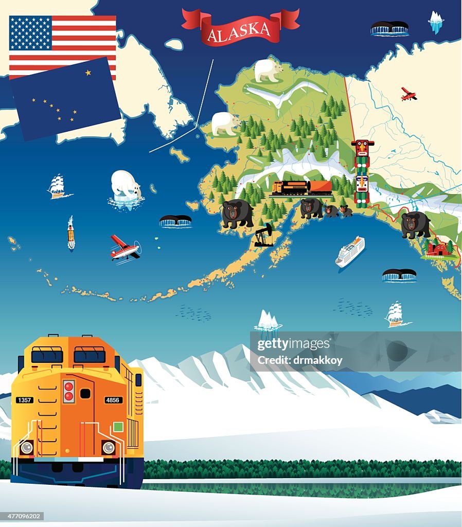Cartoon map of Alaska