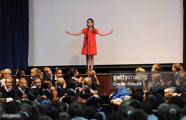 Amira Willighagen performs at Laerskool Van Riebeeck on March 6, 2014 in Kempton Park, South Africa. The 9-year-old was a hit on YouTube after she...