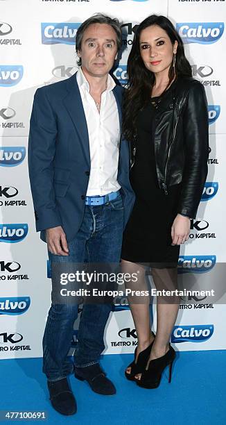 Israel Bayon and Cristina Sainz attend the new Calvo Team 2014 presentation on March 6, 2014 in Madrid, Spain.