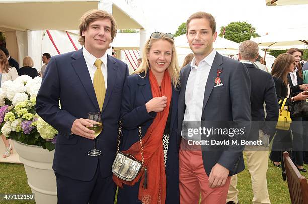 Anton Rupert, Hanneli Rupert and Simon Pickett attend The Cartier Queen's Cup final at Guards Polo Club on June 14, 2015 in Egham, England.