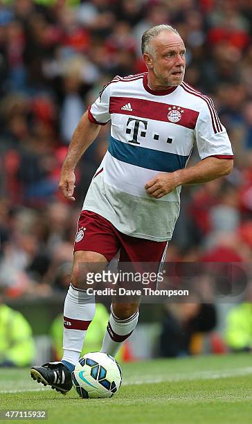 Michael Rummenigge Bayern Munich All Stars during the Manchester United Foundation charity match between Manchester United Legends and Bayern Munich...