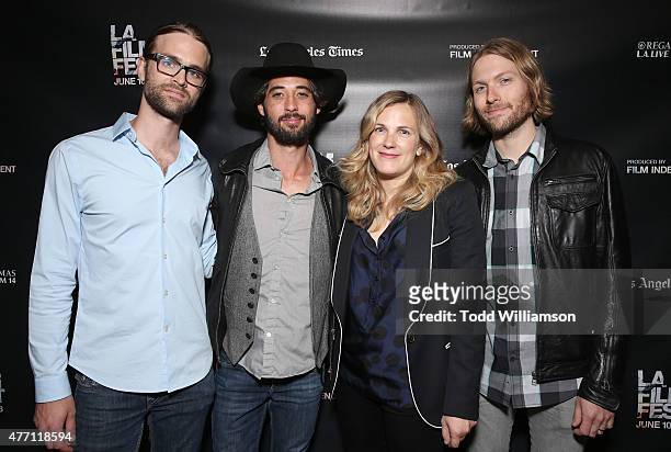 Nate Barnes, Ryan Bingham, Director/Co-Writer Anna Axster and Daniel Sproul attend the World Premiere of "A Country Called Home" at The 2015 Los...