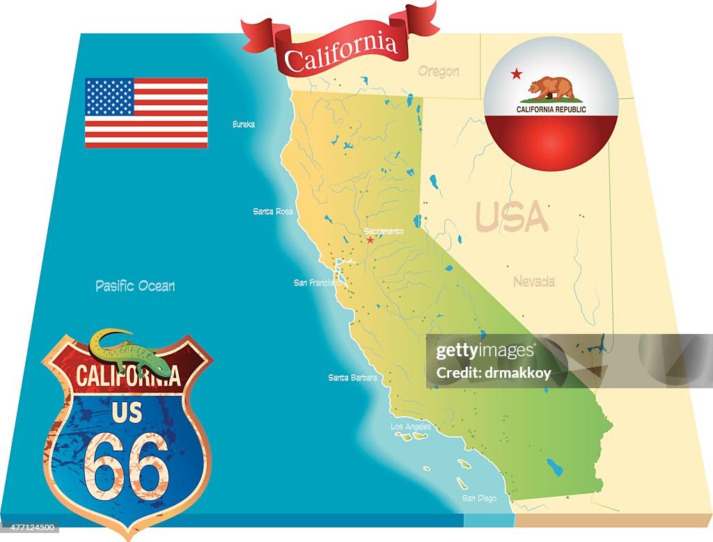 Cartoon map of California