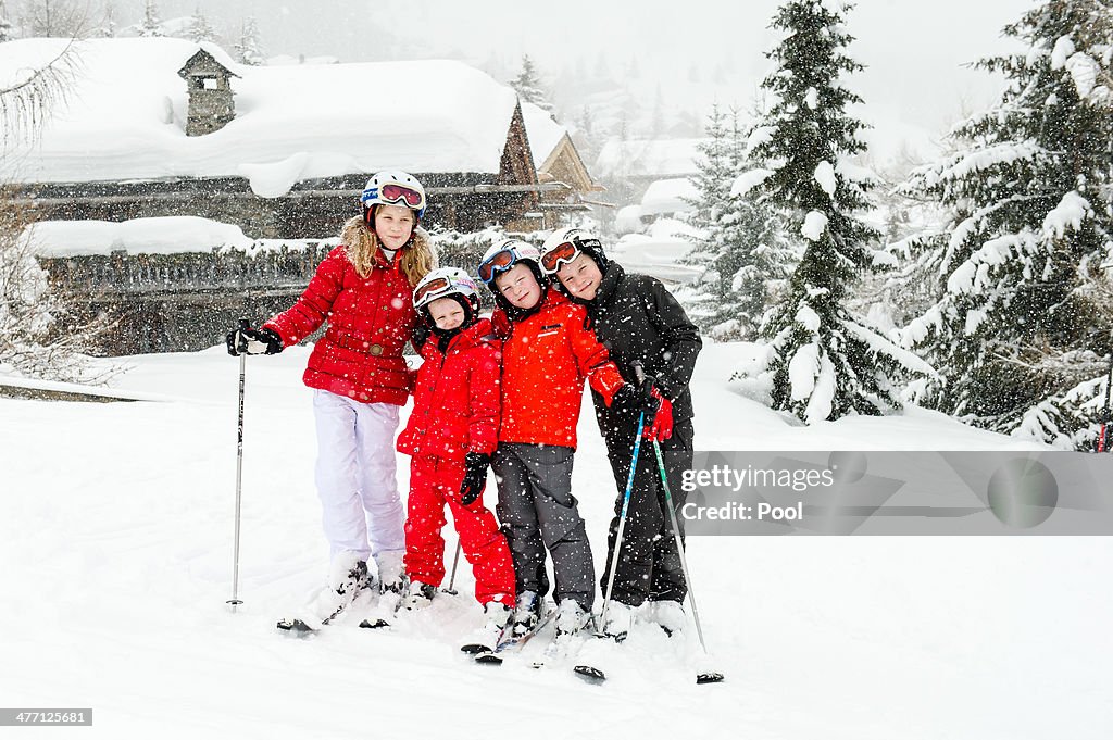 King Philippe And Queen Mathilde Of Belgium On Family Skiing Holiday