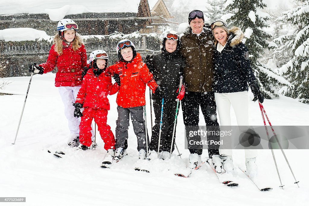 King Philippe And Queen Mathilde Of Belgium On Family Skiing Holiday